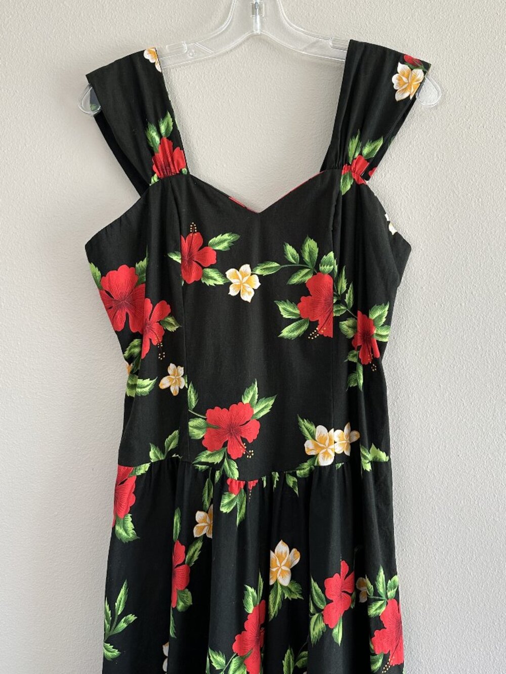 Vtg Hilo Hattie Hibiscus Floral Dress, XL, Black Pinup - Picture 4 of 10